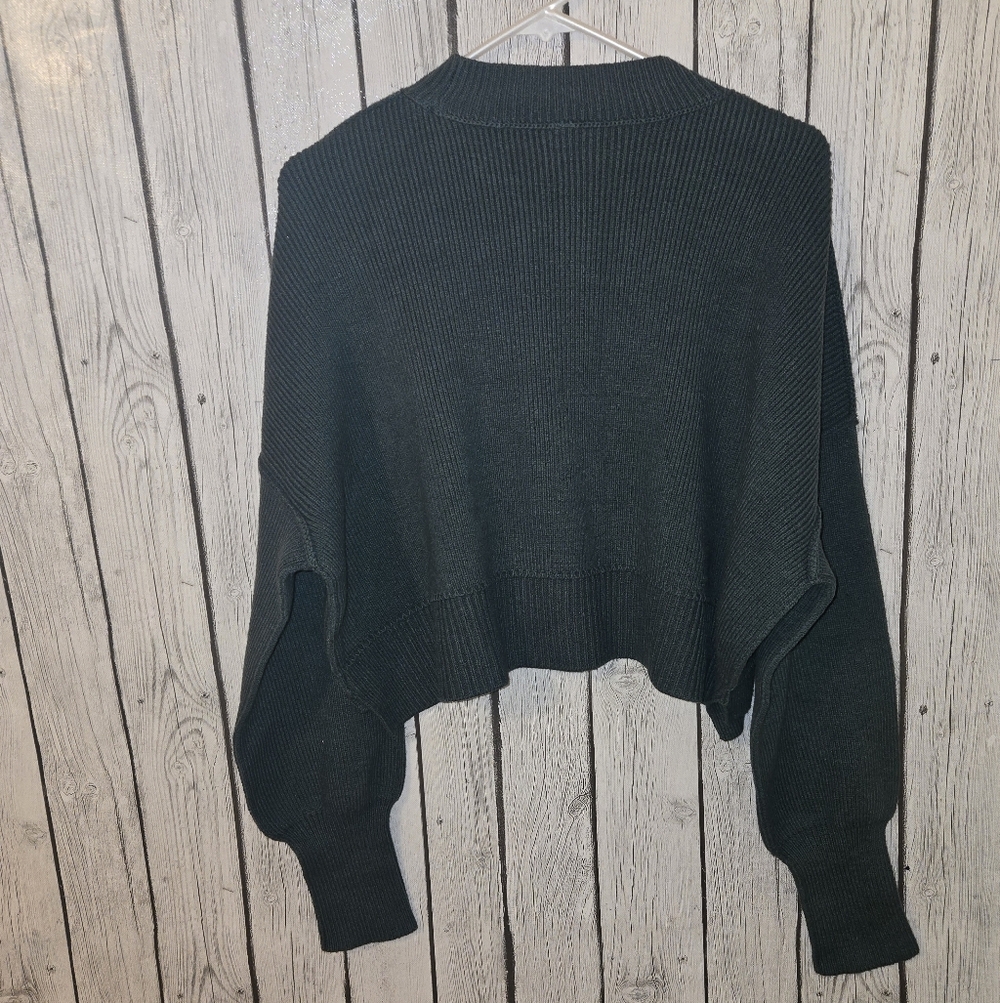 Free People Easy Street Crop Sweater Hunter Green Small - Picture 7 of 13